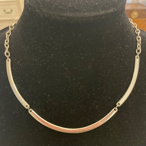 Vintage Silver Tone Choker Collar Statement Necklace - Picture 2 of 3